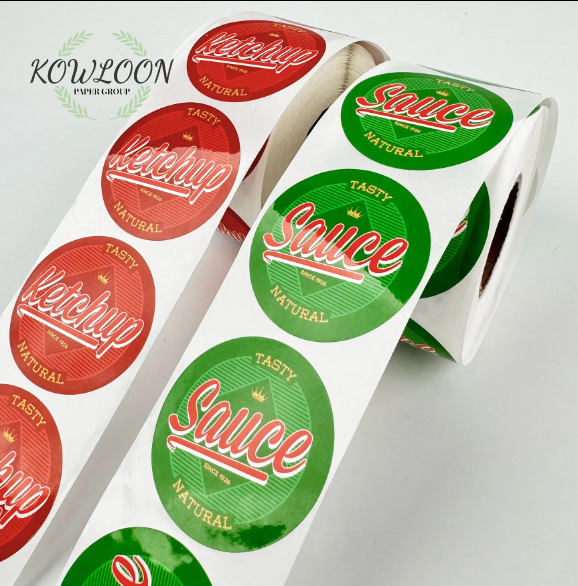 Customized Sticker Rolls, Waterproof Adhesive Vinyl, Brand Logo, Sealed Round Commercial Logo Sticker, Food Packaging Labels