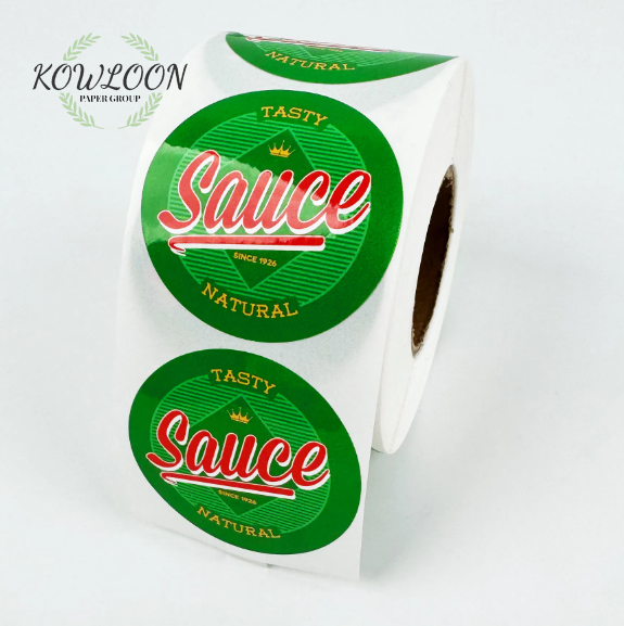 Customized Sticker Rolls, Waterproof Adhesive Vinyl, Brand Logo, Sealed Round Commercial Logo Sticker, Food Packaging Labels