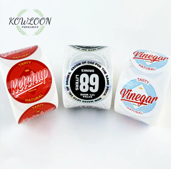 Customized Sticker Rolls, Waterproof Adhesive Vinyl, Brand Logo, Sealed Round Commercial Logo Sticker, Food Packaging Labels