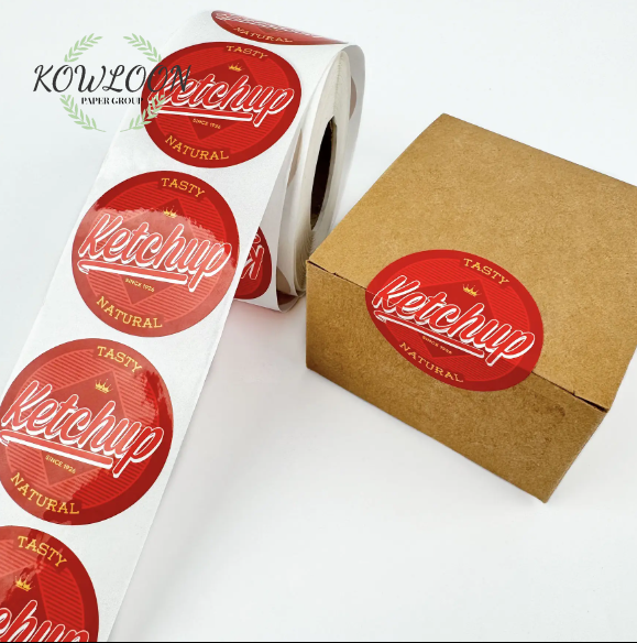 Customized Sticker Rolls, Waterproof Adhesive Vinyl, Brand Logo, Sealed Round Commercial Logo Sticker, Food Packaging Labels
