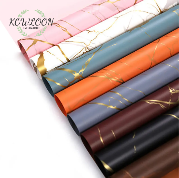 Wholesale Colorful Birthday Party Craft Paper Packaging Luxury Gift Flower Wrapping Paper with Coated PVC Offset Printing