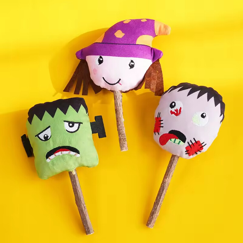 Manufacturer Wholesale Halloween Design Cat Stick Wooden Toy