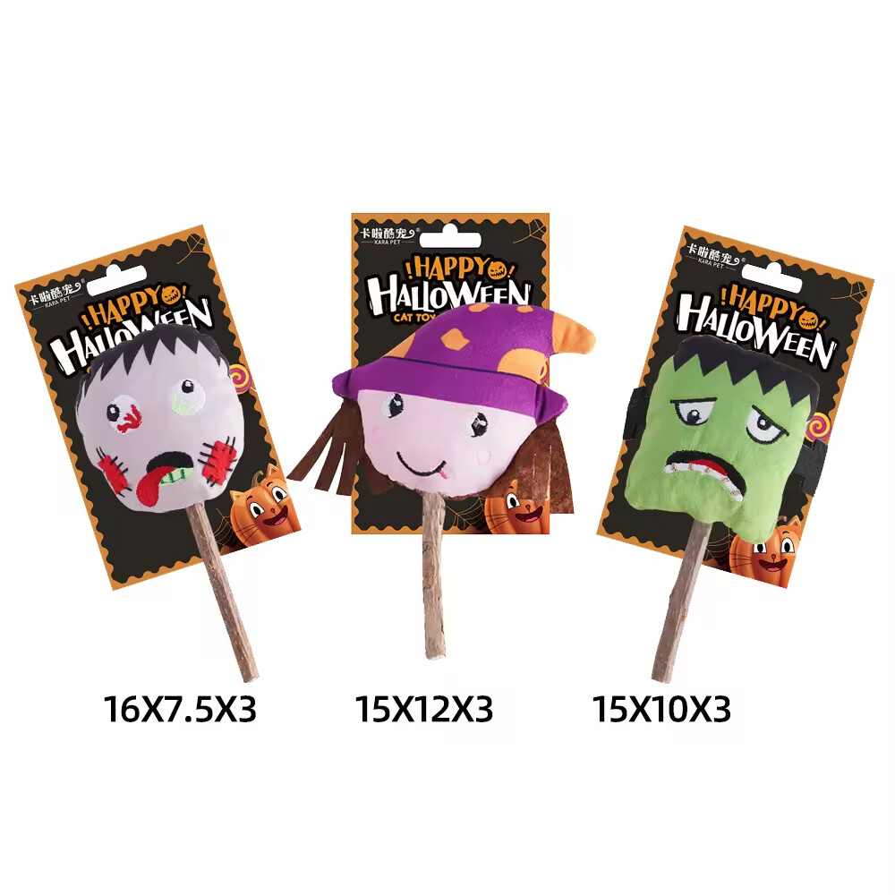 Manufacturer Wholesale Halloween Design Cat Stick Wooden Toy