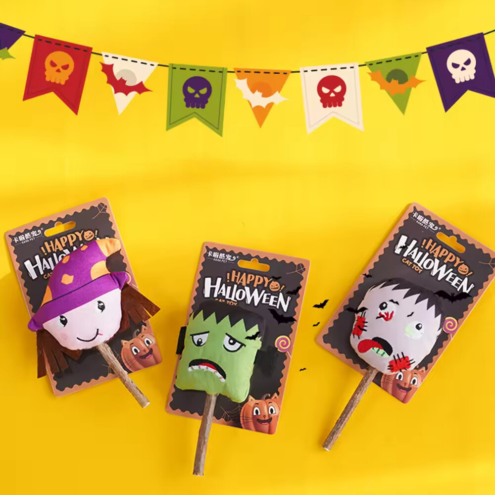 Manufacturer Wholesale Halloween Design Cat Stick Wooden Toy