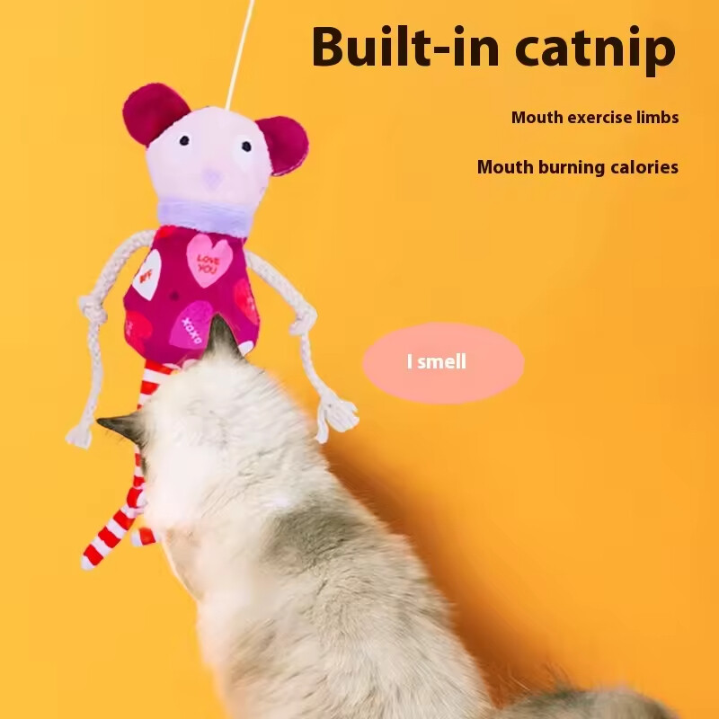 Manufacturer Wholesale Fun Elastic Plush Catnip Included Interactive Cat Toy