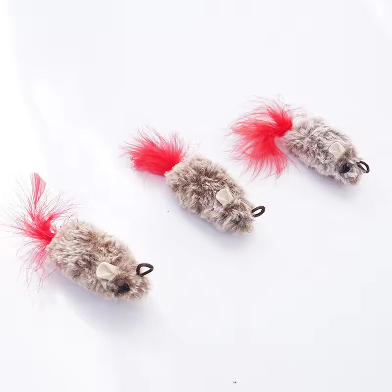 Manufacturer Wholesale Plush Mouse Feather Interactive Cat Toy