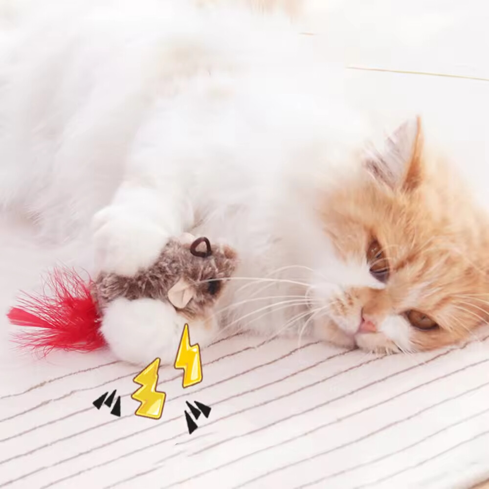 Manufacturer Wholesale Plush Mouse Feather Interactive Cat Toy