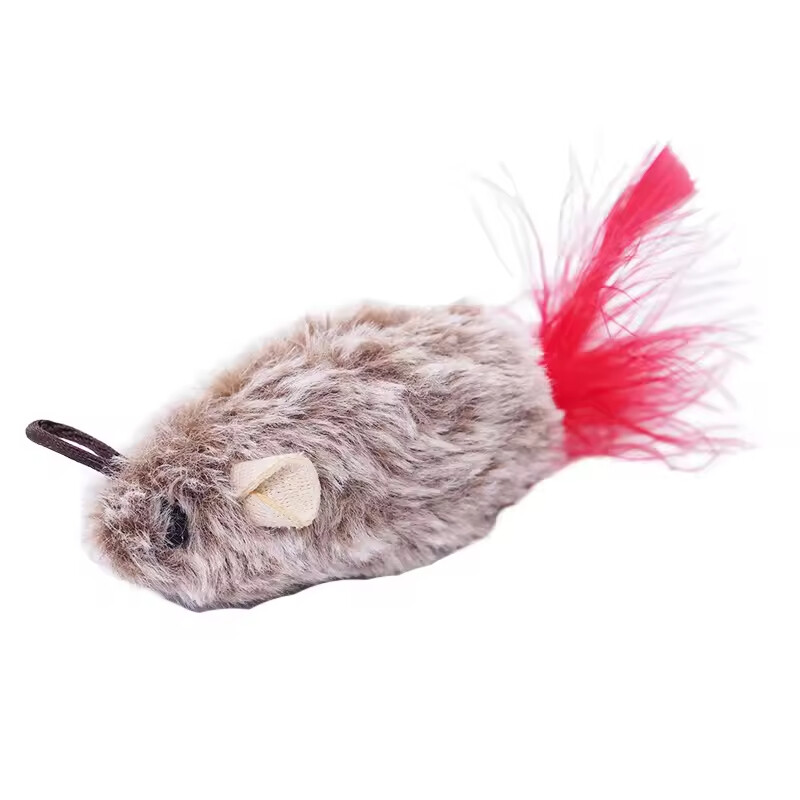 Manufacturer Wholesale Plush Mouse Feather Interactive Cat Toy