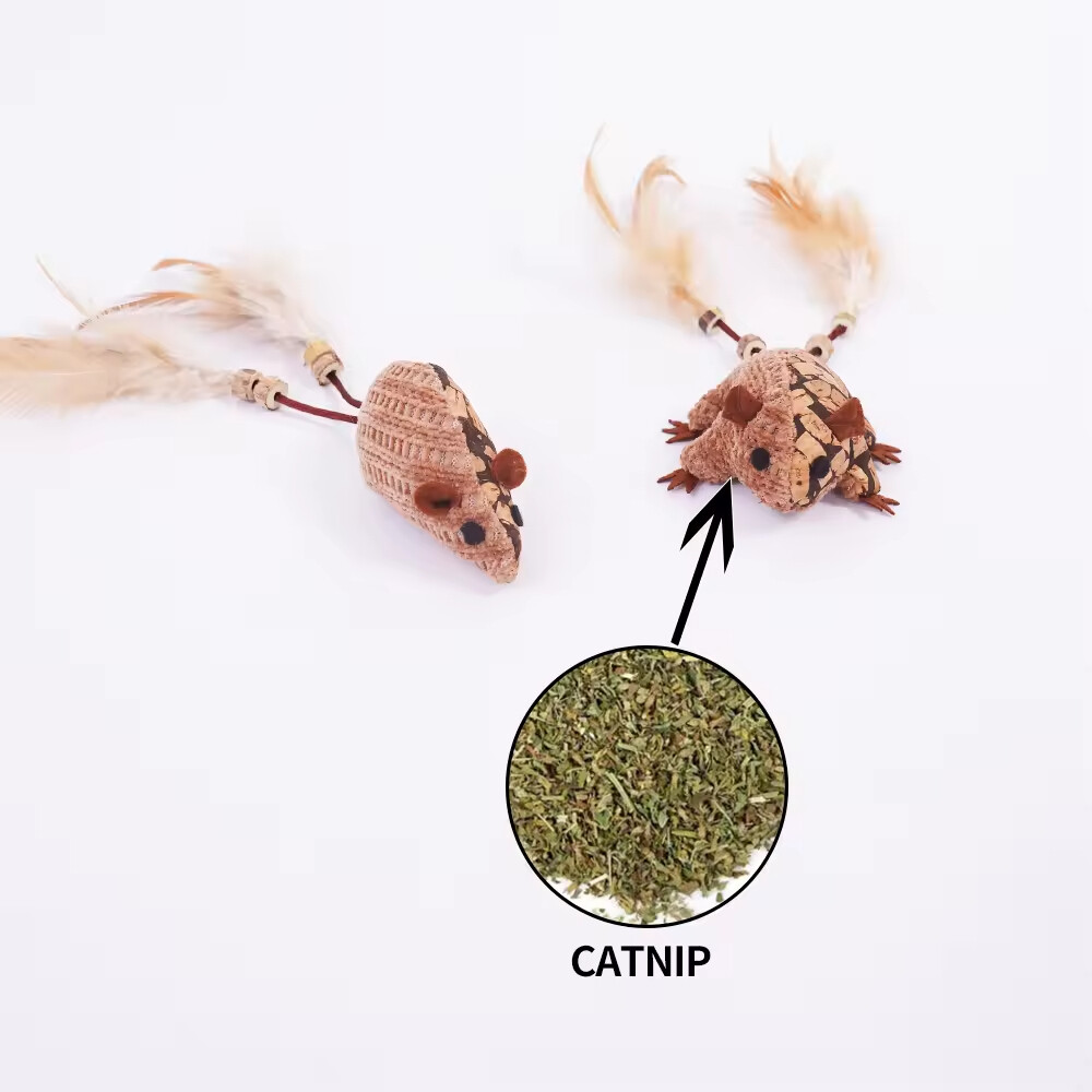 Manufacturer Wholesale Cork Frog Mouse Cat Toy With Feather