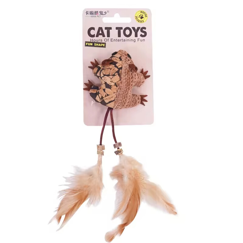 Manufacturer Wholesale Cork Frog Mouse Cat Toy With Feather