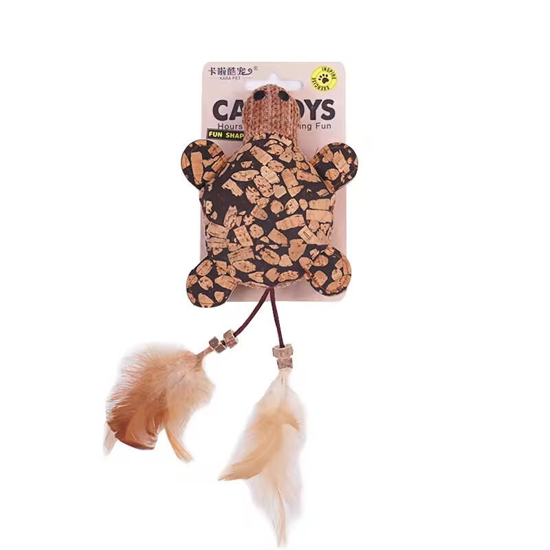 Manufacturer Wholesale Cork Frog Mouse Cat Toy With Feather