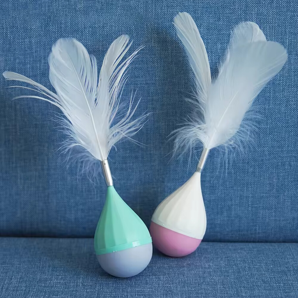 Wholesale Interactive Tumbler Design Cat Feather Toy