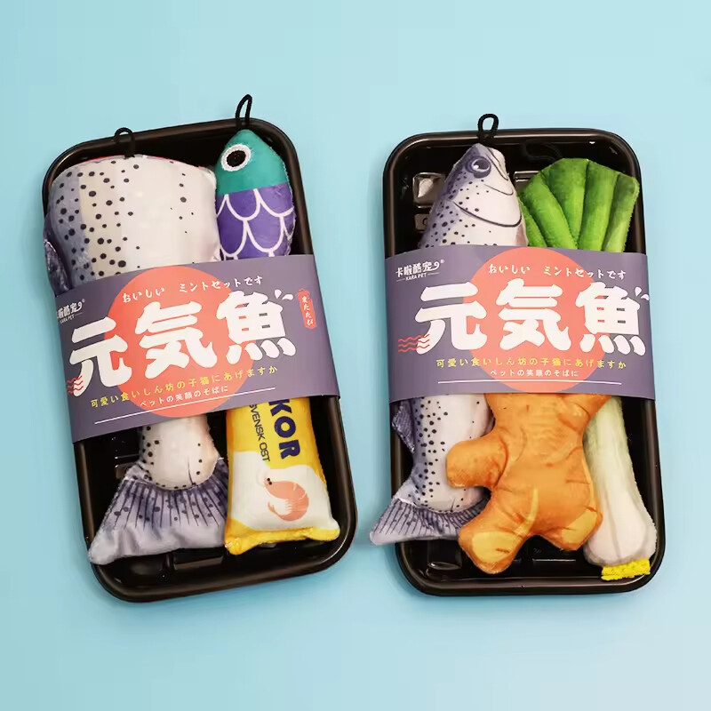 Manufacturer Wholesale Fish Onion Ginger Cat Plush Toys Set