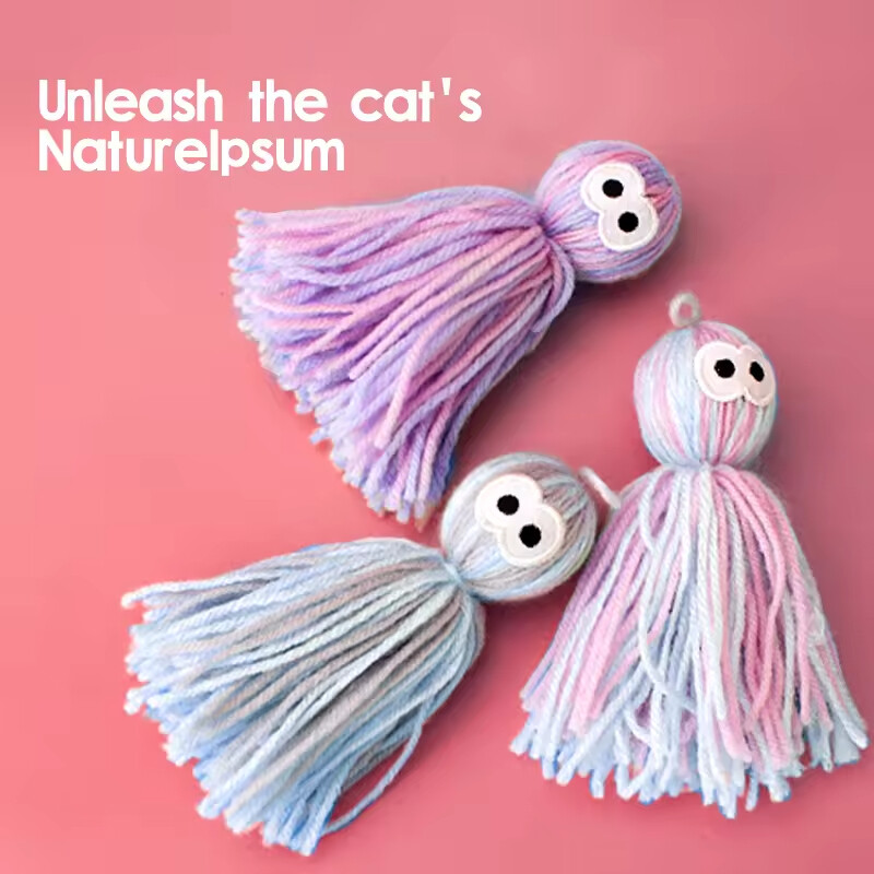 Manufacturer Wholesale Cat Teasing Stick Elastic Plush Ball Cat Plush Toy Ball