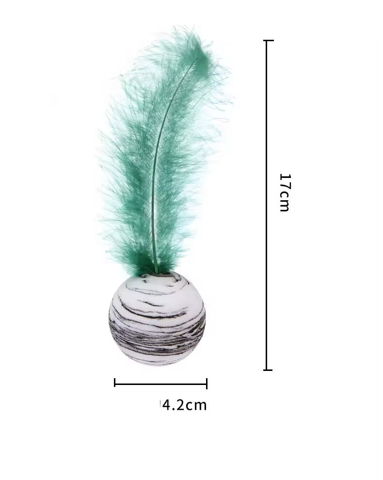 Manufacturer Wholesale pink Blue Black Feather Cat Ball Toy