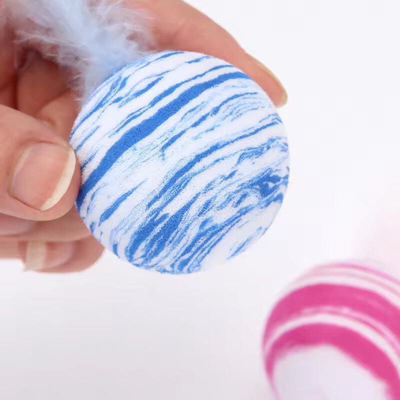 Manufacturer Wholesale pink Blue Black Feather Cat Ball Toy