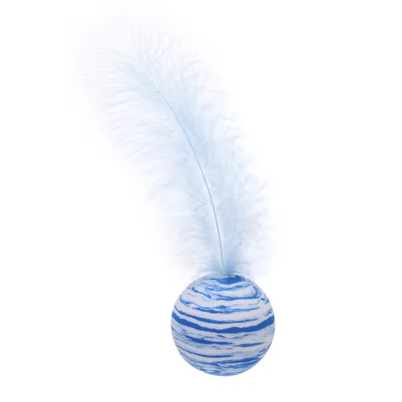 Manufacturer Wholesale pink Blue Black Feather Cat Ball Toy