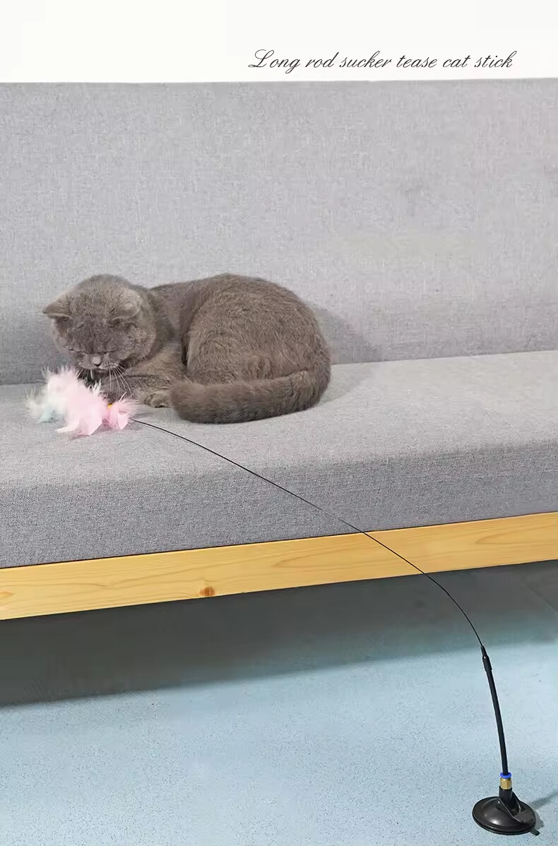 Manufacturer Wholesale pink Blue Feather Sucker Cat Teaser Toys