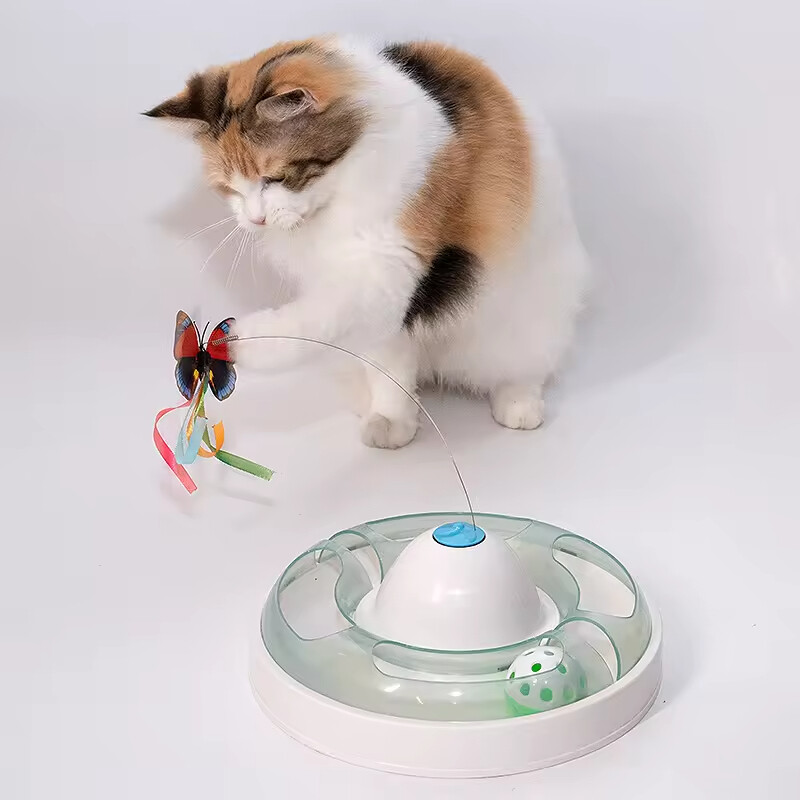 Manufacturer Wholesale Electric Smart Cat Round Toy with butterfly