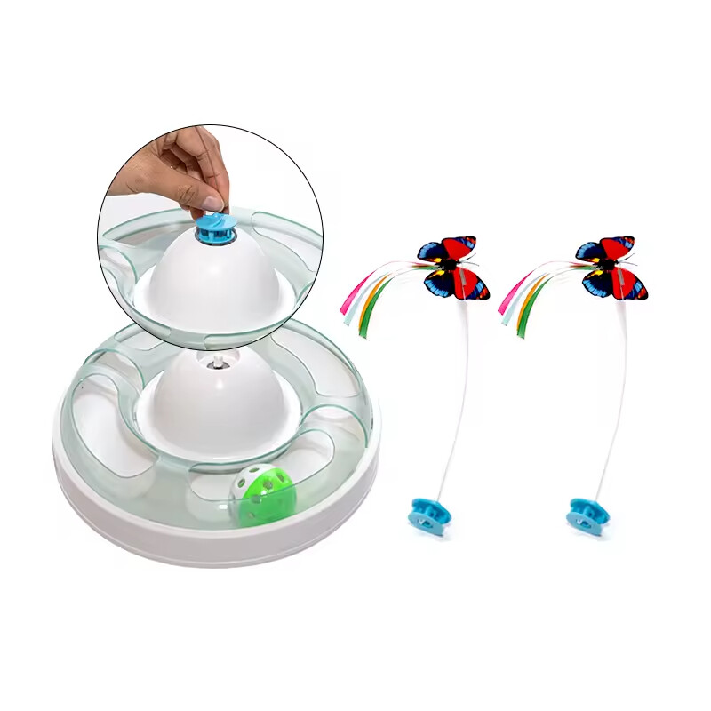 Manufacturer Wholesale Electric Smart Cat Round Toy with butterfly
