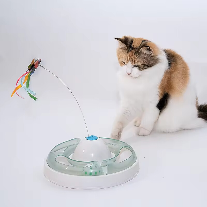 Manufacturer Wholesale Electric Smart Cat Round Toy with butterfly
