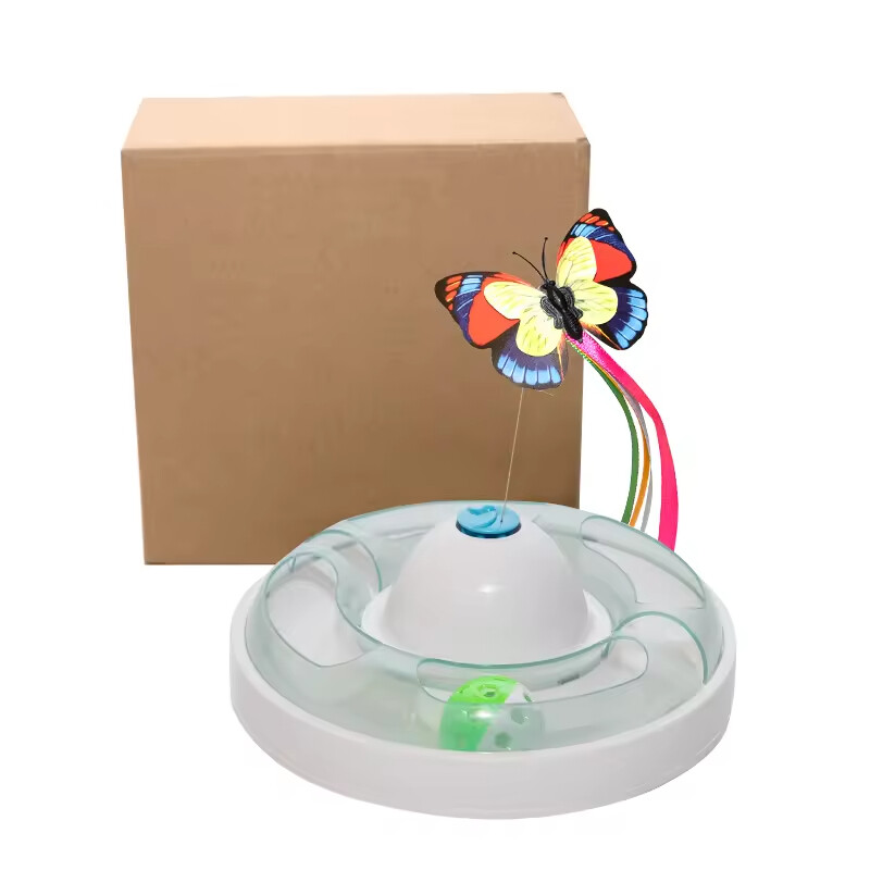 Manufacturer Wholesale Electric Smart Cat Round Toy with butterfly