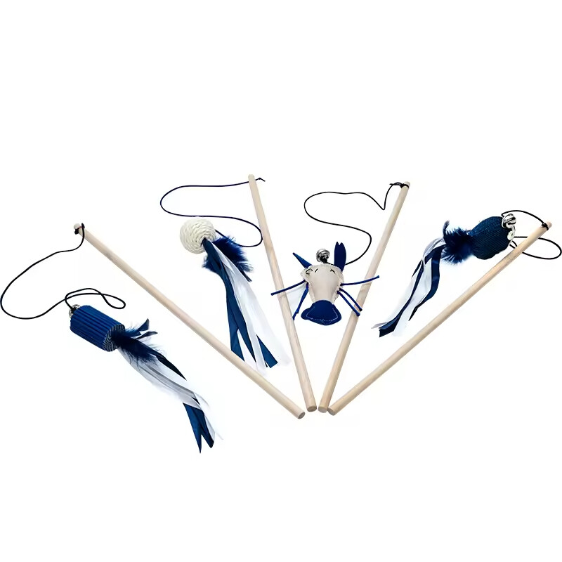 Manufacturer Wholesale Blue Feather Plush Cat Teasing Toys