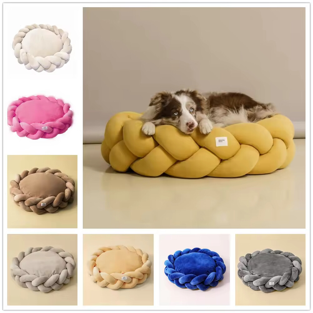 Pet Product Supplier Weaving Round Donut Cat Dog Bed Luxury