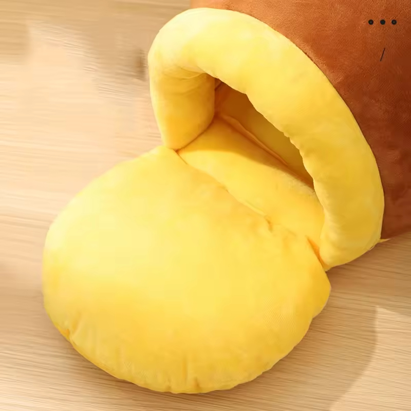 Honey Jar Design Short Plush Cat Cave Bed