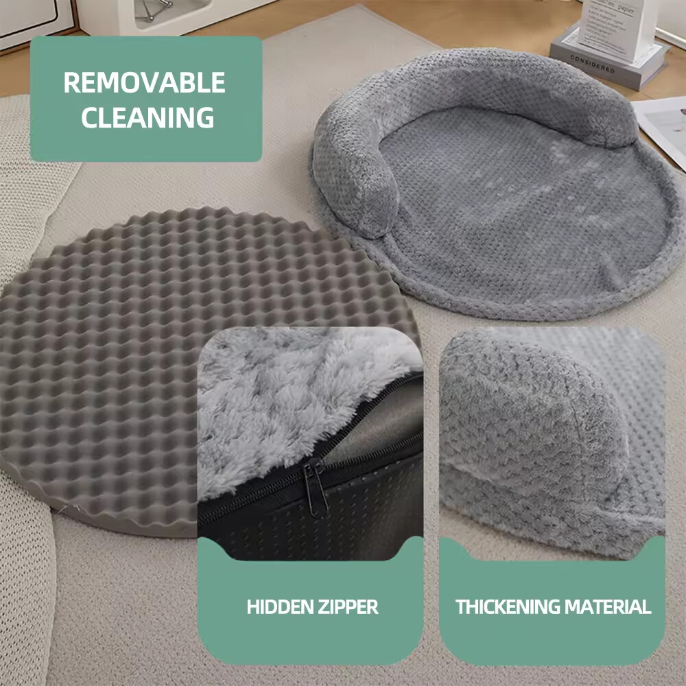  Pet Supplier Round Orthopedic Mamory Foam Dog Bed With Pillow