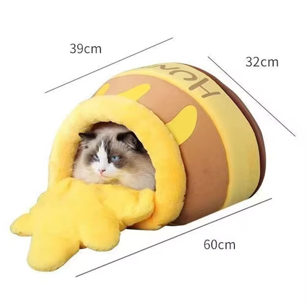 Honey Jar Design Short Plush Cat Cave Beds