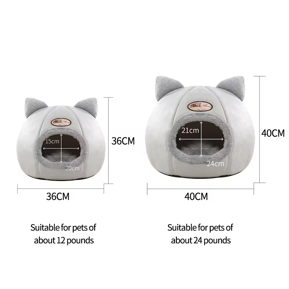 Cute Design Warm Custom Logo Plush Cat Cave Bed