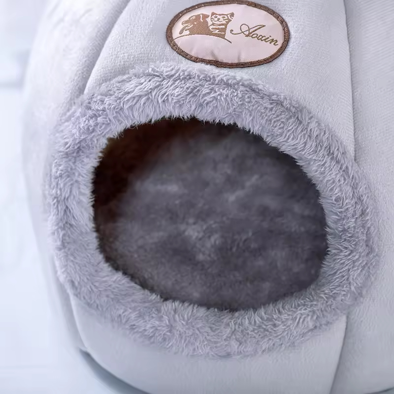 Cute Design Warm Custom Logo Plush Cat Cave Bed