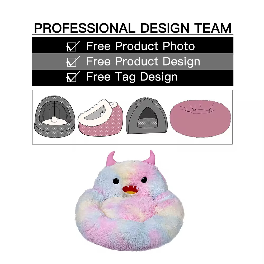 Soft Luxury Plush Pet Cushion Round Cat Dog Bed Pet Furniture