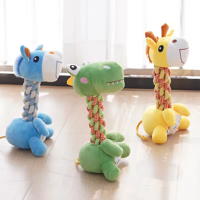 Giraffe Horse Dinosaur Design Dog Plush Toys