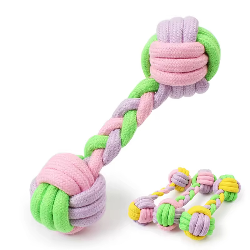 Candy Color Chew Dog Rope Toys Dumbbell Design