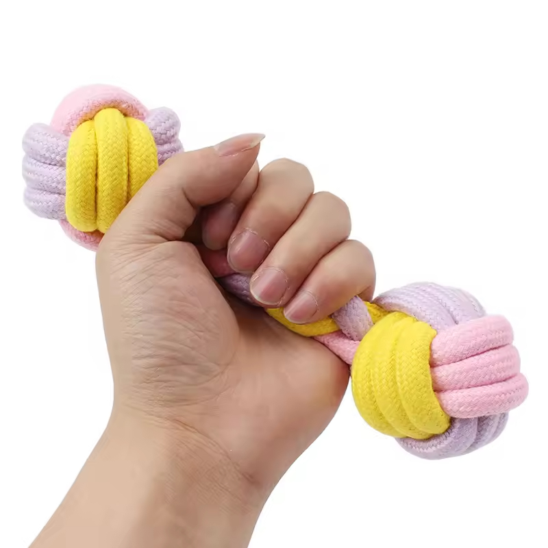 Candy Color Chew Dog Rope Toys Dumbbell Design