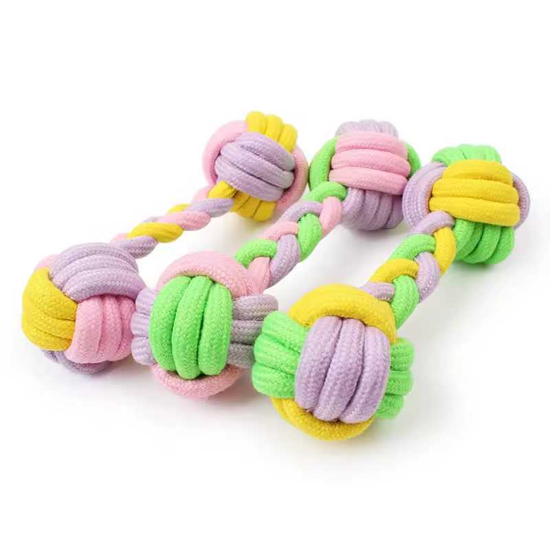 Candy Color Chew Dog Rope Toys Dumbbell Design