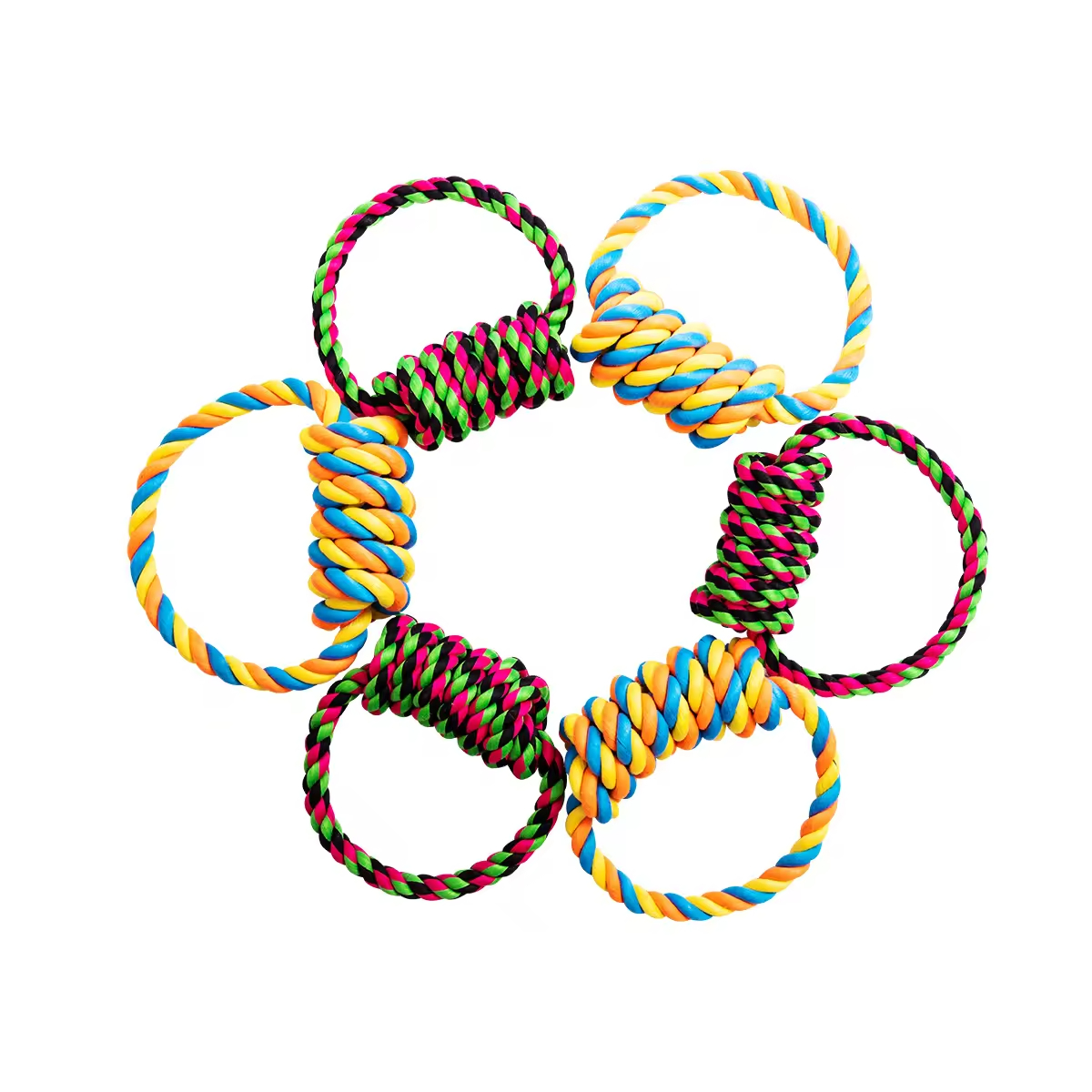 Interleaved Chew Dog Rope Toys Semicircle Design