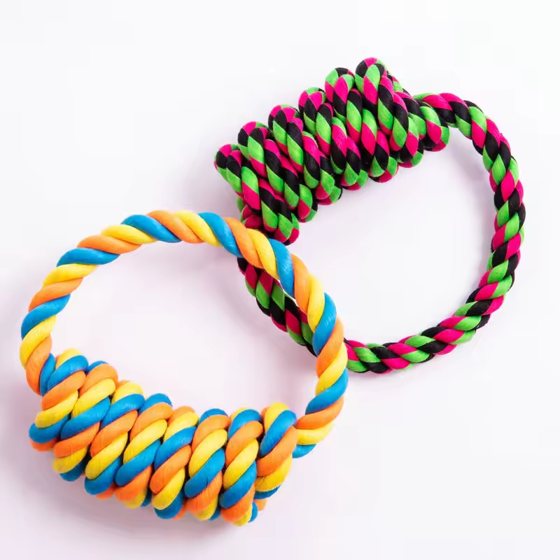 Interleaved Chew Dog Rope Toys Semicircle Design
