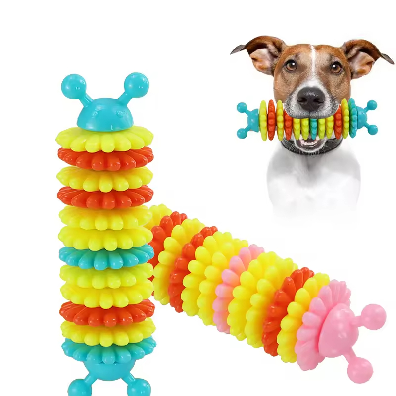 Clean Teeth Feeder Dog Tpr Chew Toys Caterpillar Design