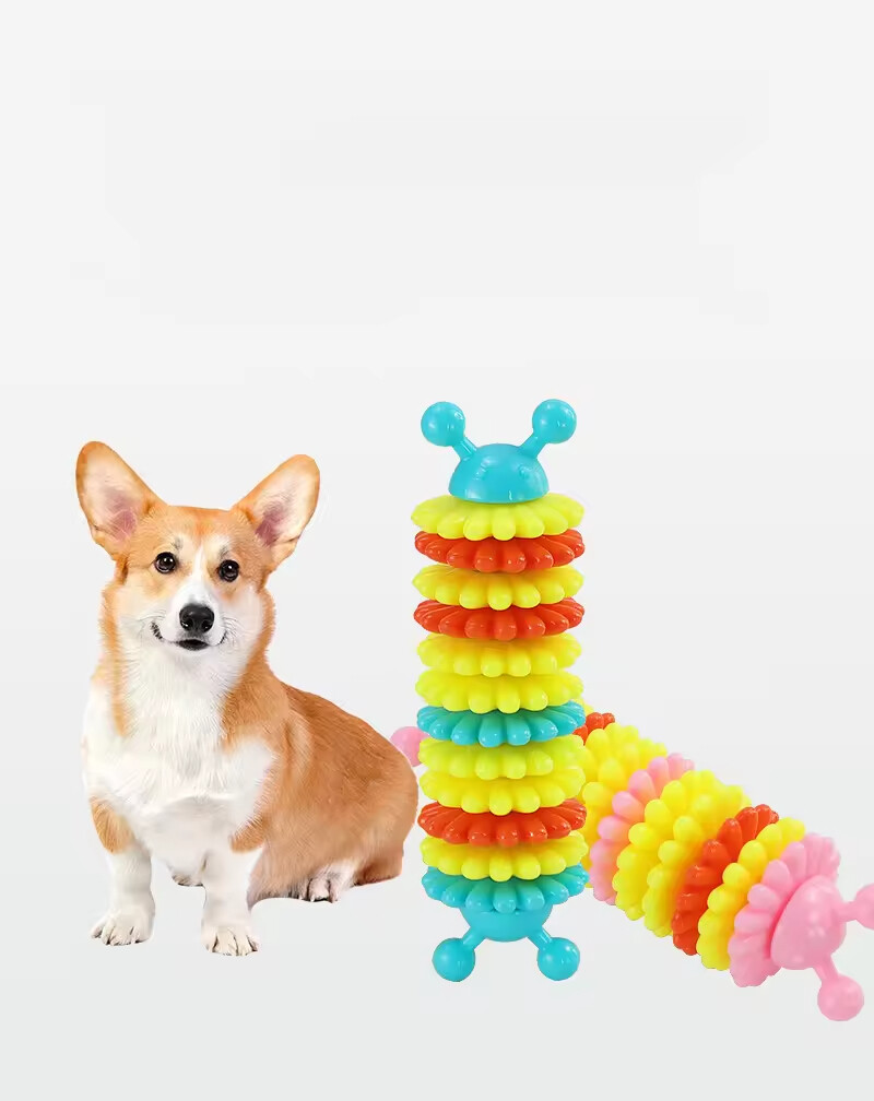 Clean Teeth Feeder Dog Tpr Chew Toys Caterpillar Design