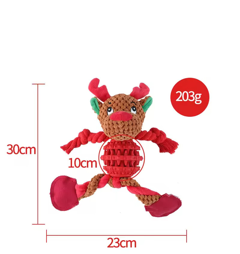 Christmas Dog Rope Tpr Short Plush Toys