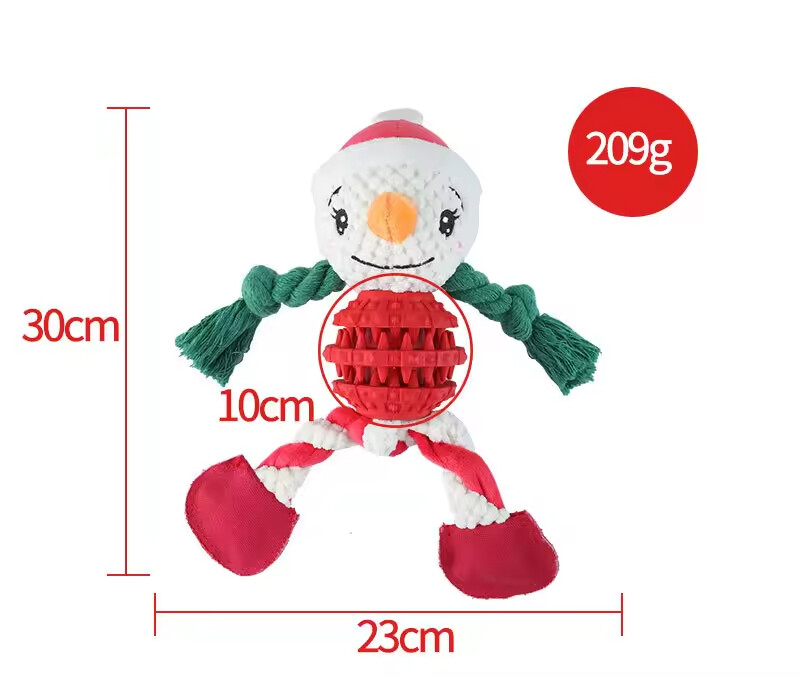 Christmas Dog Rope Tpr Short Plush Toys