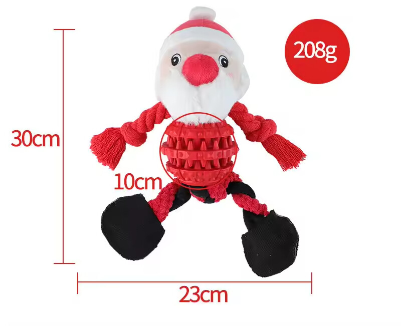 Christmas Dog Rope Tpr Short Plush Toys