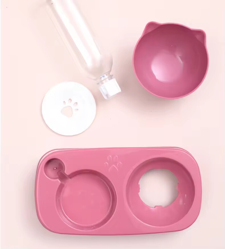 Plastic Detachable Dog Cat Bowl With Water Dispenser