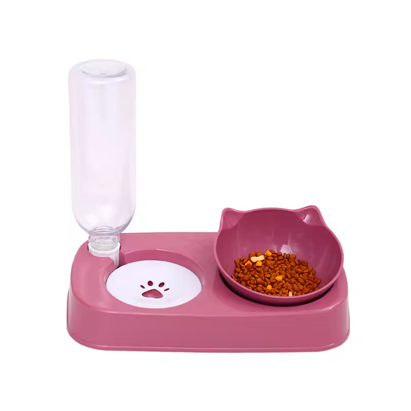 Plastic Detachable Dog Cat Bowl With Water Dispenser