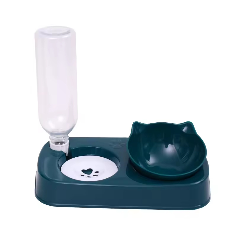Plastic Detachable Dog Cat Bowl With Water Dispenser