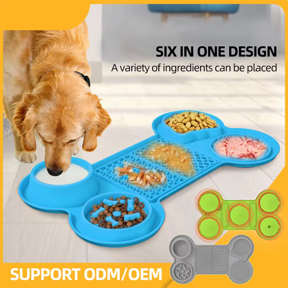 Bone Shape Silicone Slow Feeder Dog Lick Mat