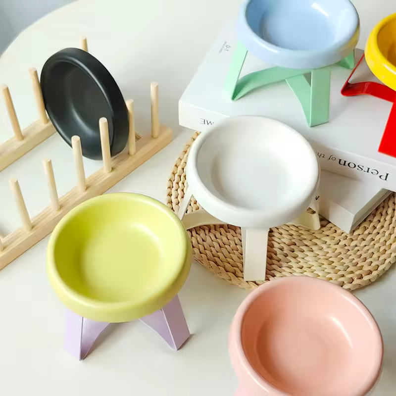 Ceramic Elevated Dog Cat Food Bowl